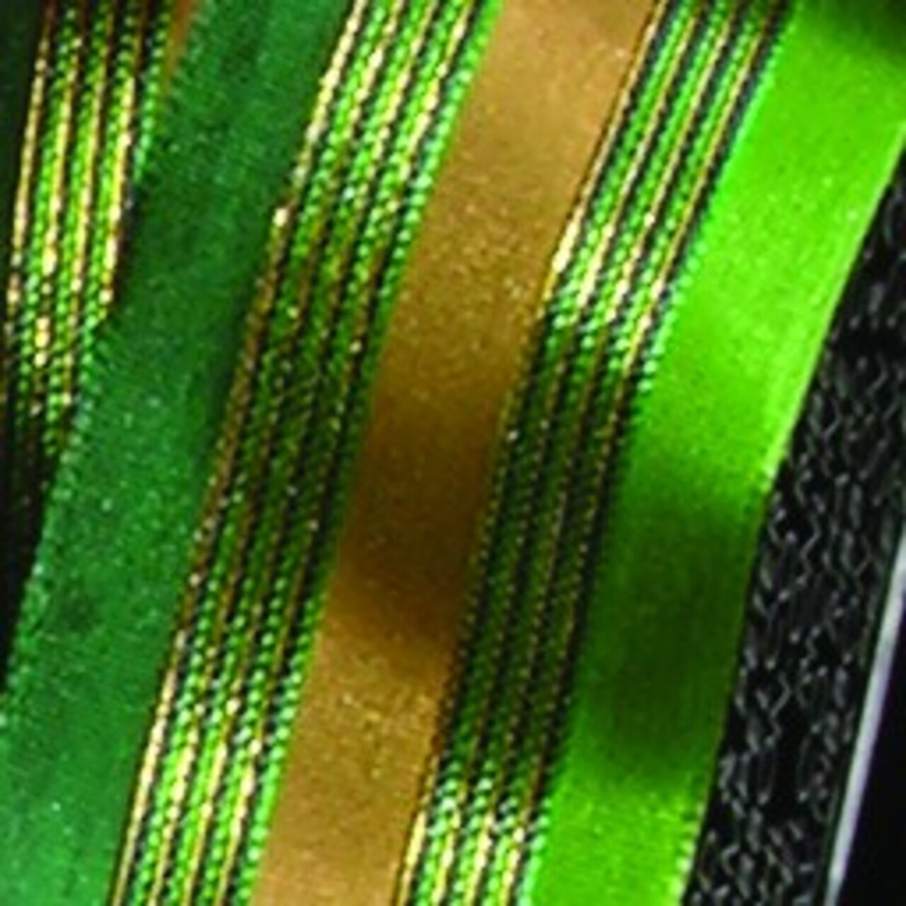 The Ribbon People Green and Gold French Stripes Wired Craft Ribbon 1.5" x 27 Yards
